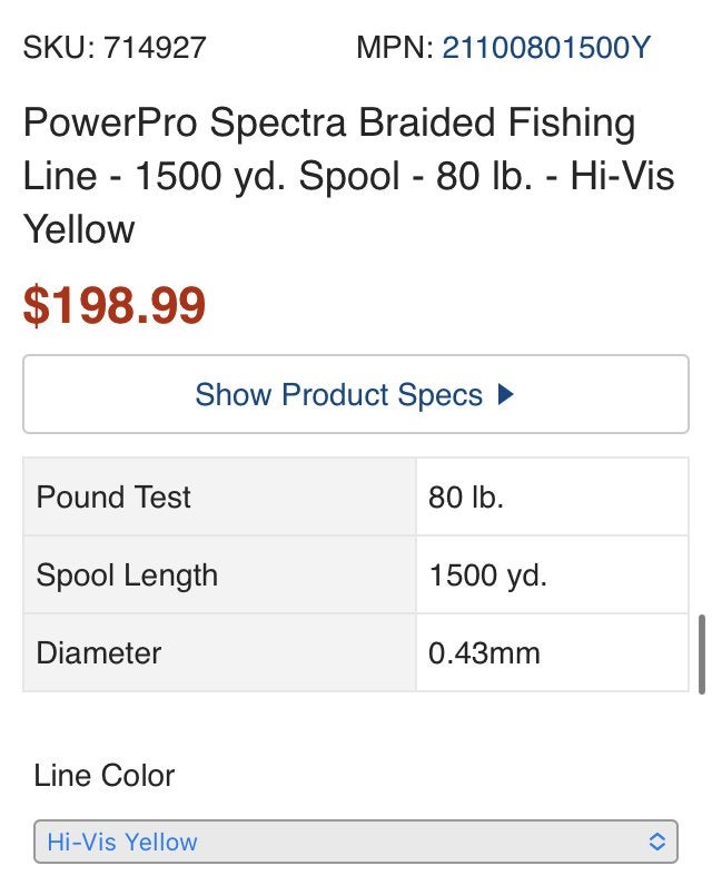 PowerPro Spectra Braided Fishing Line - 3000 yd. Spool - 100 lb